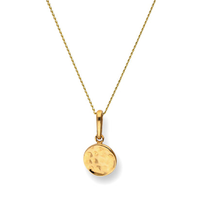 Collier pendentif rond en or 9 carats avec finition martelée