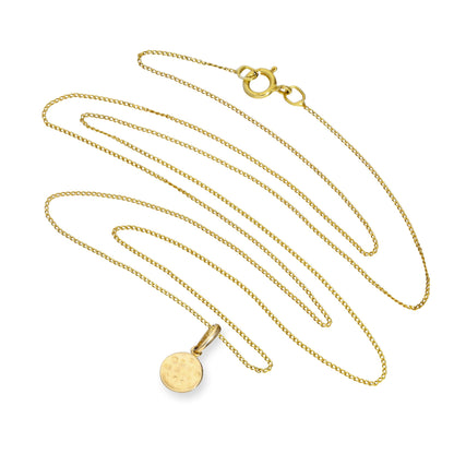 Collier pendentif rond en or 9 carats avec finition martelée