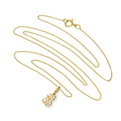 Collier avec pendentif chat en or 9 carats et cristal CZ transparent