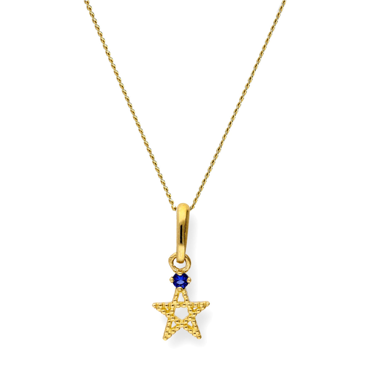 Collier avec pendentif étoile pentagramme en or 9 carats et saphir CZ