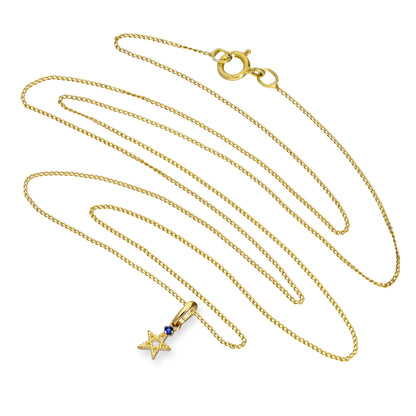 Collier avec pendentif étoile pentagramme en or 9 carats et saphir CZ
