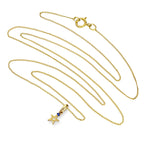 Collier avec pendentif étoile pentagramme en or 9 carats et saphir CZ