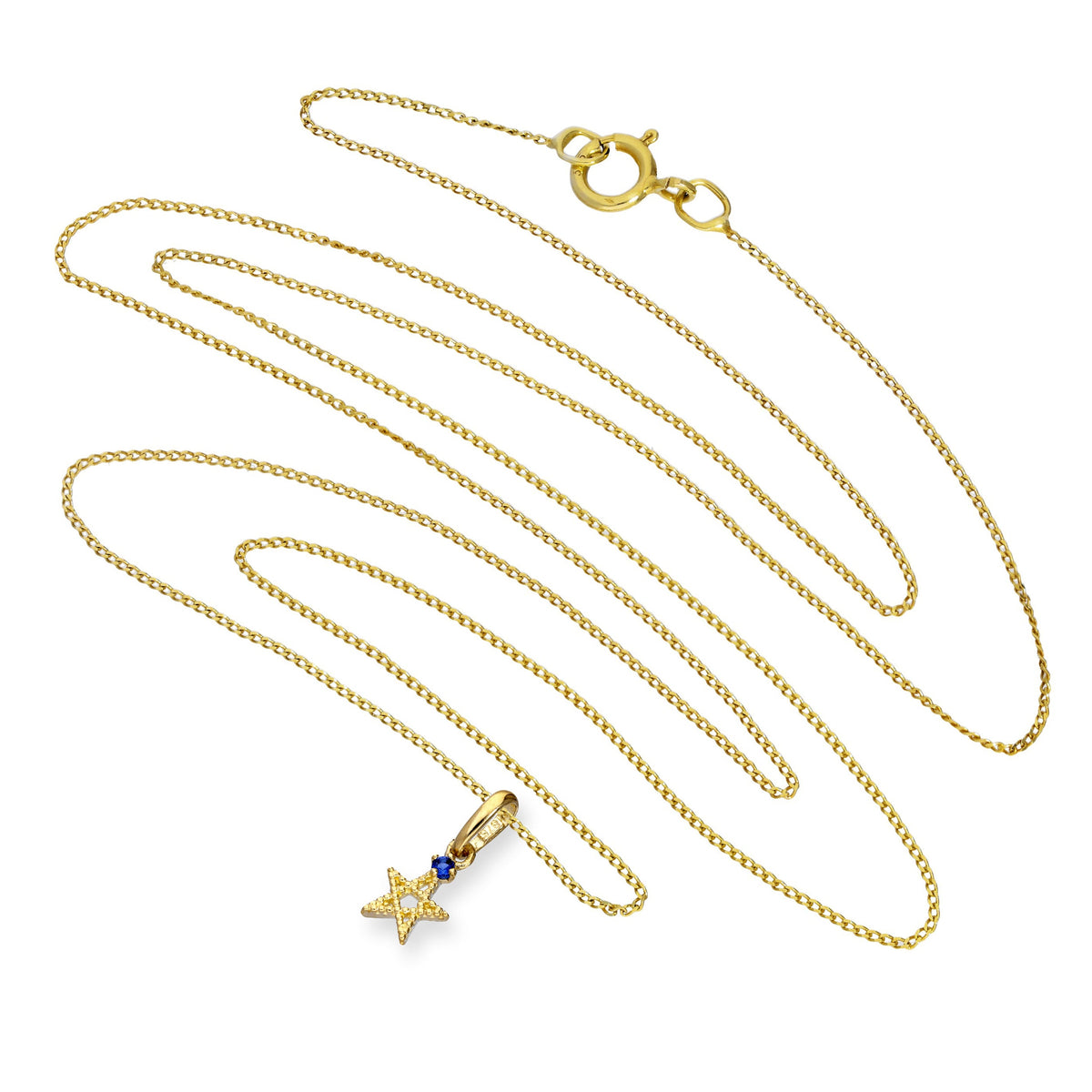 Collier avec pendentif étoile pentagramme en or 9 carats et saphir CZ