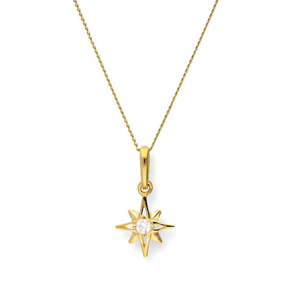 Collier avec pendentif étoile brillante en or 9 carats et cristal CZ transparent