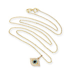 Collier pendentif mauvais œil en or 9 carats et cristal CZ