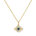 Collier pendentif mauvais œil en or 9 carats et cristal CZ