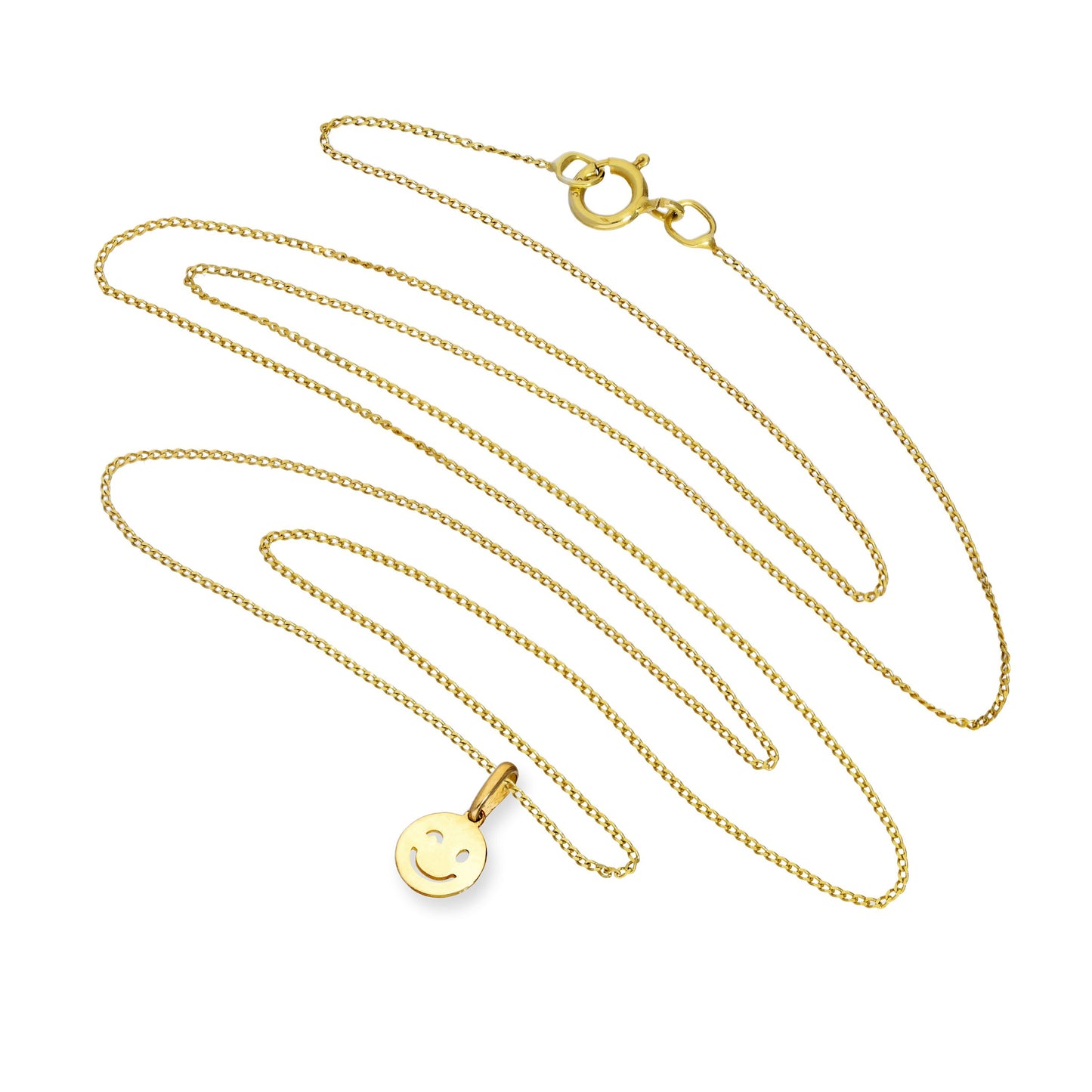 Collier avec pendentif smiley clignotant en or 9 carats