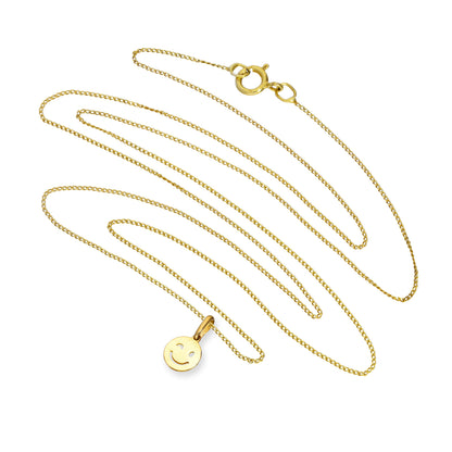 Collier avec pendentif smiley clignotant en or 9 carats