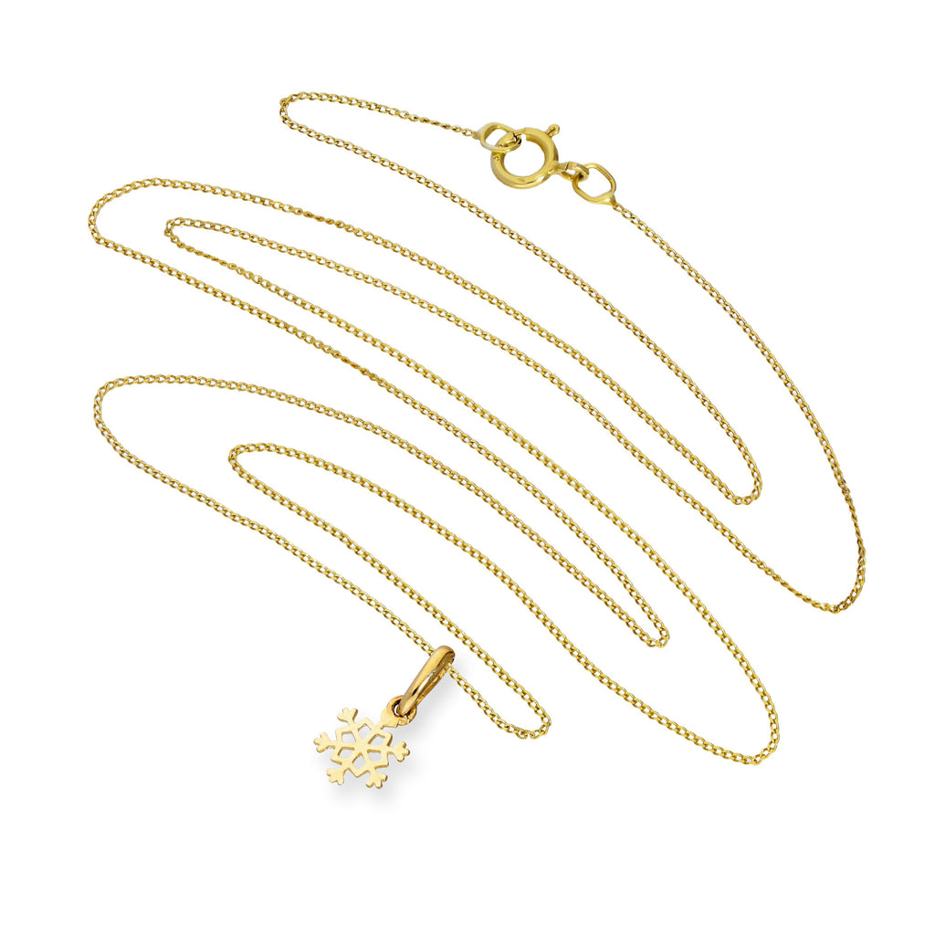 Collier pendentif flocon de neige en or 9 carats