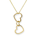 Collier avec pendentif triple cœur entrelacé en or 9 carats