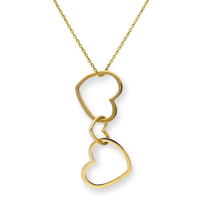 Collier avec pendentif triple cœur entrelacé en or 9 carats