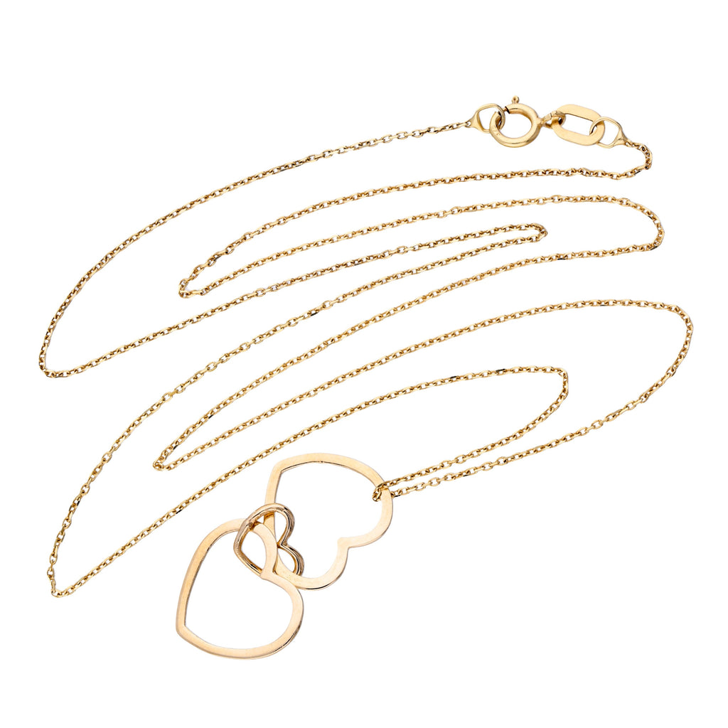 Collier avec pendentif triple cœur entrelacé en or 9 carats
