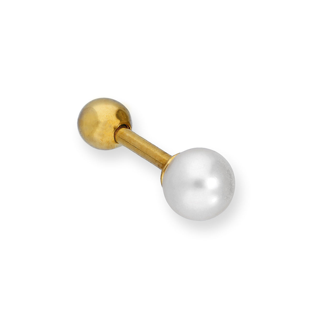 Labret en or 9 carats et perles de 4 mm