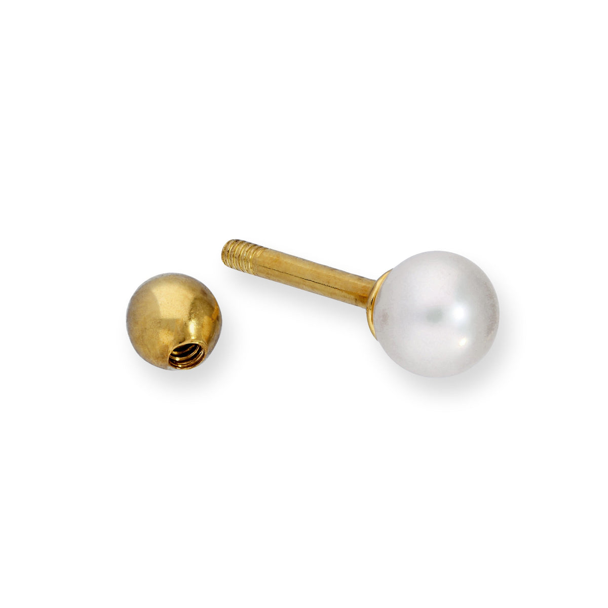 Labret en or 9 carats et perles de 4 mm