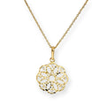 Collier avec pendentif en forme de cercle en or 9 carats et cristal CZ transparent, 40 à 50 cm