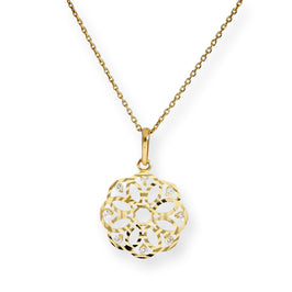 Collier avec pendentif en forme de cercle en or 9 carats et cristal CZ transparent, 40 à 50 cm