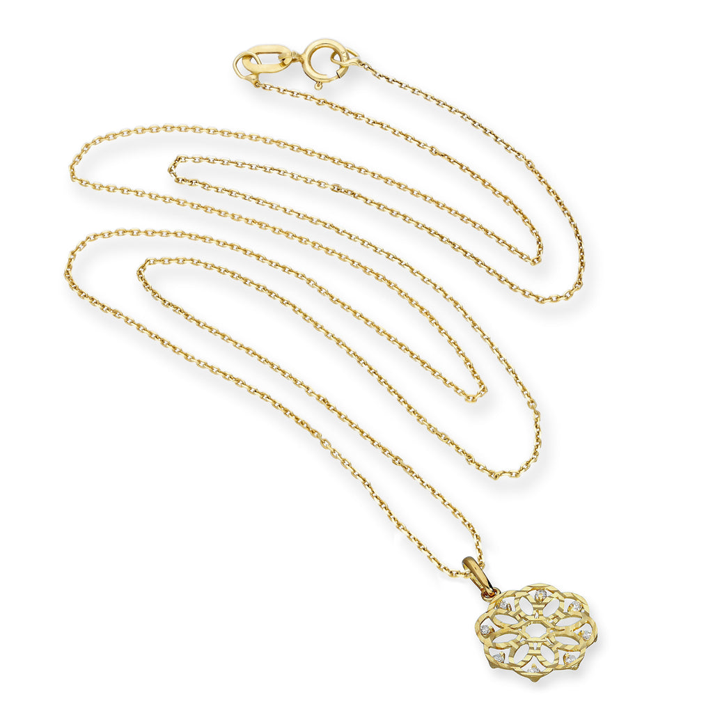 Collier avec pendentif en forme de cercle en or 9 carats et cristal CZ transparent, 40 à 50 cm
