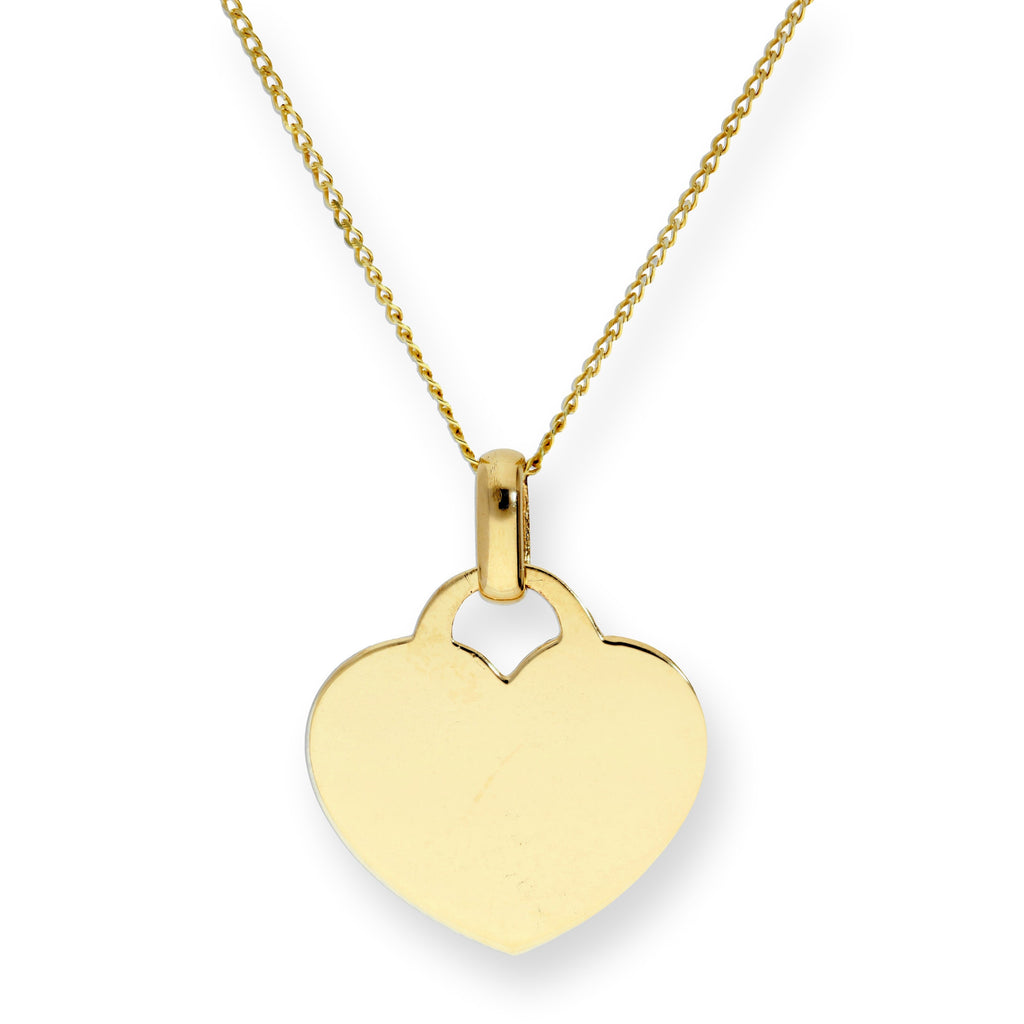 Collier pendentif cœur gravable en or 9 carats de 40 à 45 cm