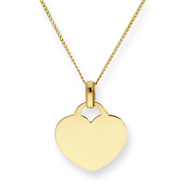 Collier pendentif cœur gravable en or 9 carats de 40 à 45 cm