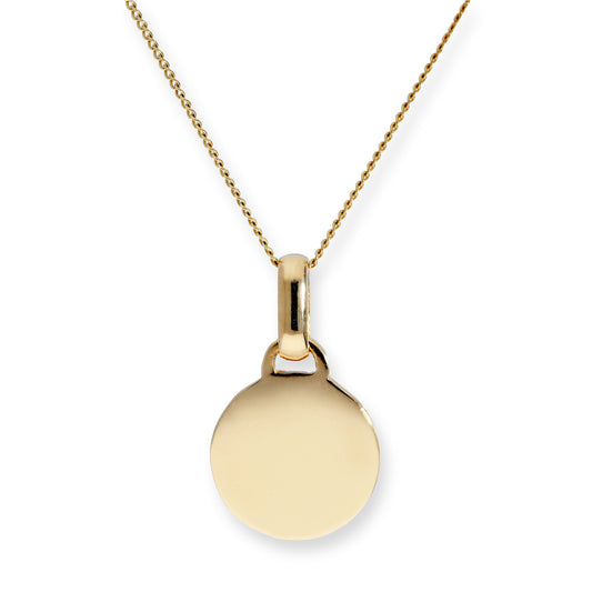 Collier pendentif rond gravable en or 9 carats de 40 à 50 cm