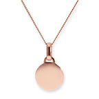 Collier pendentif rond gravable en or rose 9 carats de 40 à 45 cm