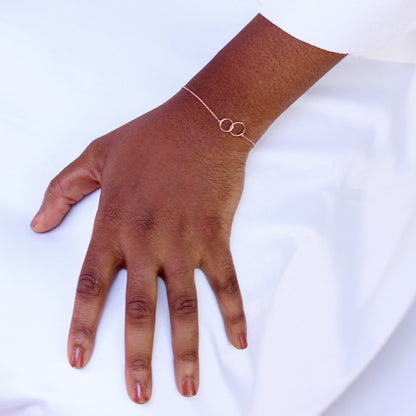 Bracelet Karma Circles en or rose 9 carats de 18 cm