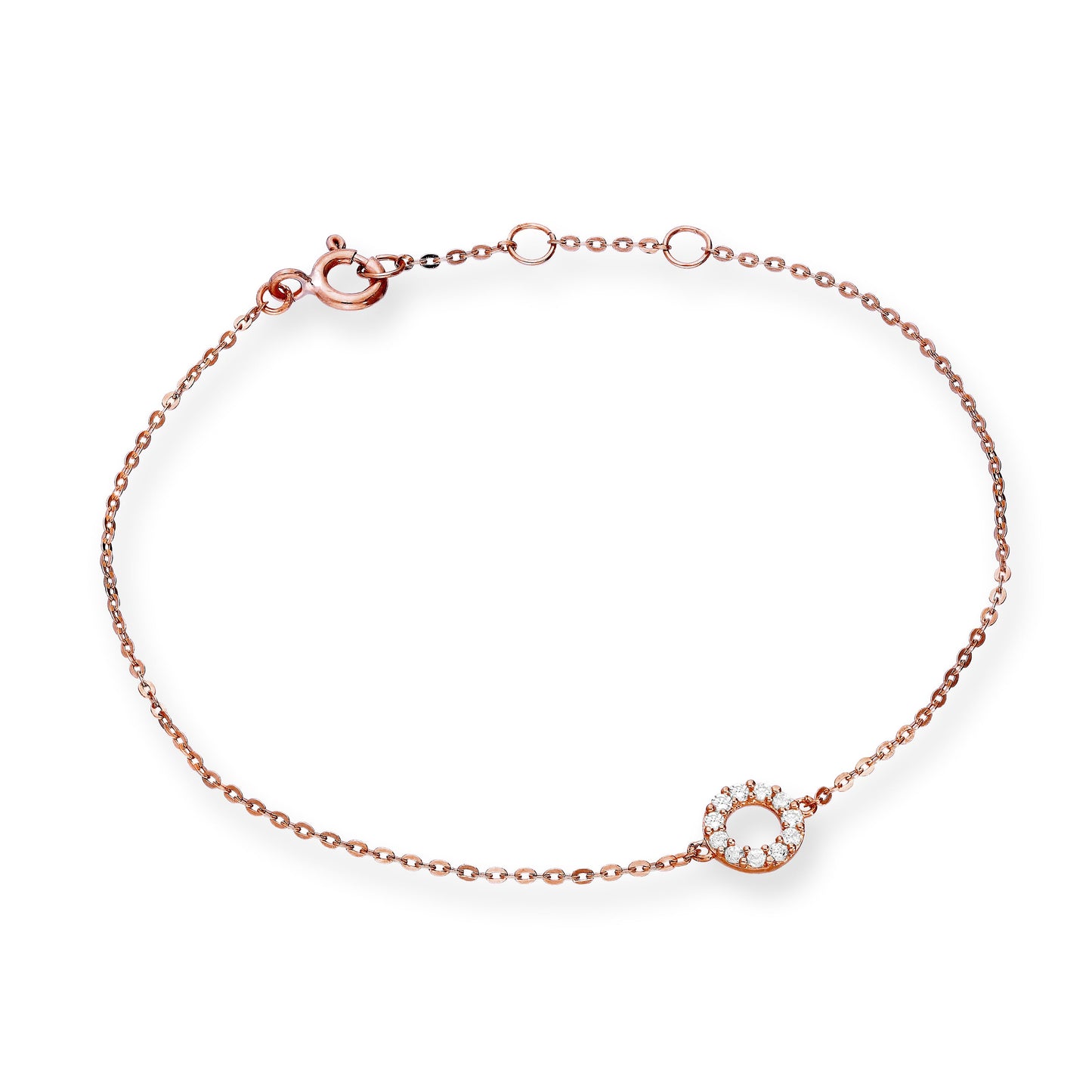 Bracelet Karma Circle 18 cm en or rose 9 carats et cristal CZ transparent