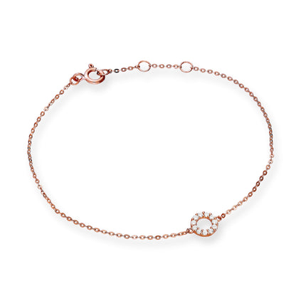 Bracelet Karma Circle 18 cm en or rose 9 carats et cristal CZ transparent