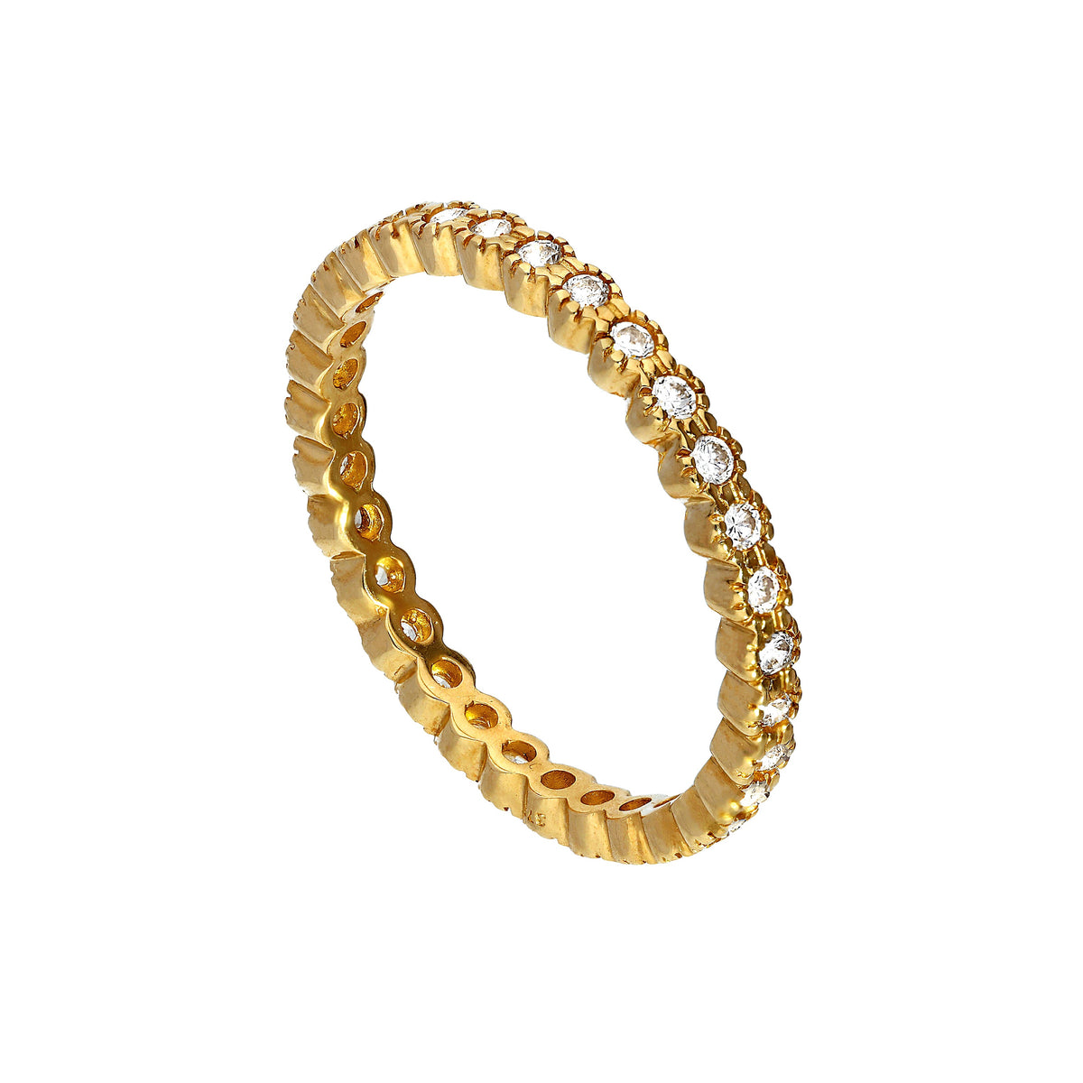 Bague d'éternité empilable en or 9 carats et cristal CZ transparent, taille 48 - 62,5