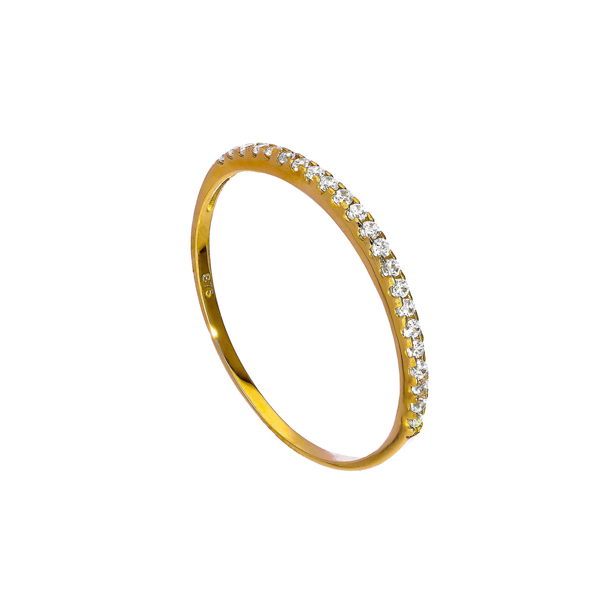 Bague d'éternité empilable en or 9 carats et cristal CZ transparent, taille 48 - 62,5