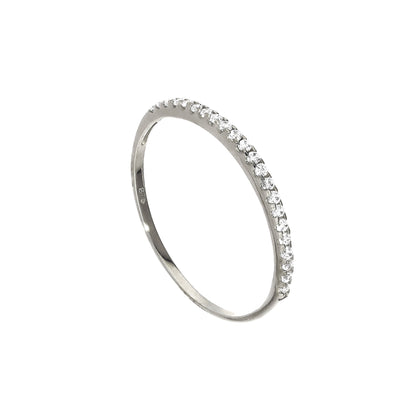 Bague d'éternité empilable en or blanc 9 carats et cristal CZ transparent, taille IU