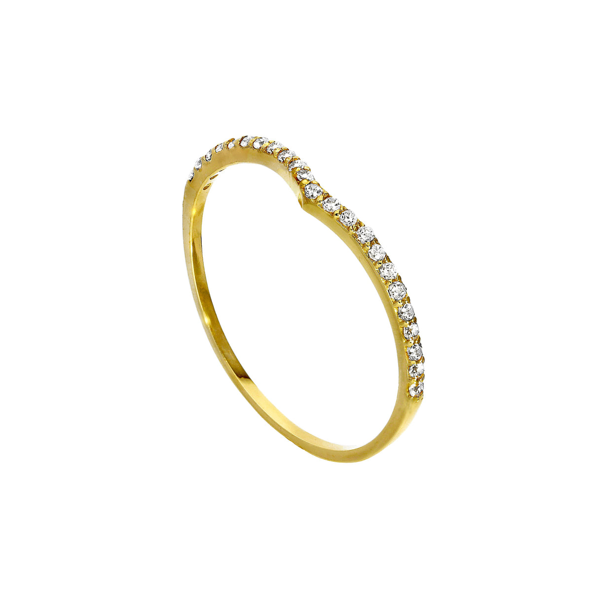 Bague d'éternité empilable en or 9 carats et cristal CZ transparent, taille 48 - 62,5