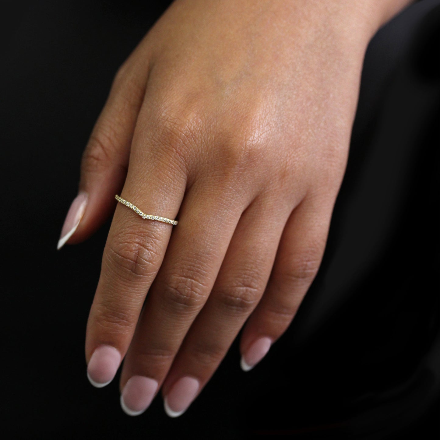 Bague d'éternité empilable en or 9 carats et cristal CZ transparent, taille IU