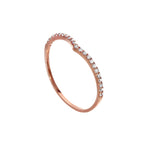 Bague d'éternité empilable en or rose 9 carats et cristal CZ transparent, taille 48 - 62,5