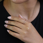 Bague d'éternité empilable en or rose 9 carats et cristal CZ transparent, taille 48 - 62,5