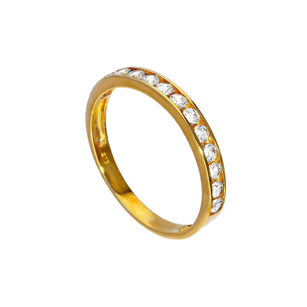 Bague d'éternité empilable en or 9 carats et cristal CZ transparent, taille 48 - 62,5