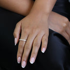 Bague d'éternité empilable en or 9 carats et cristal CZ transparent, taille 48 - 62,5
