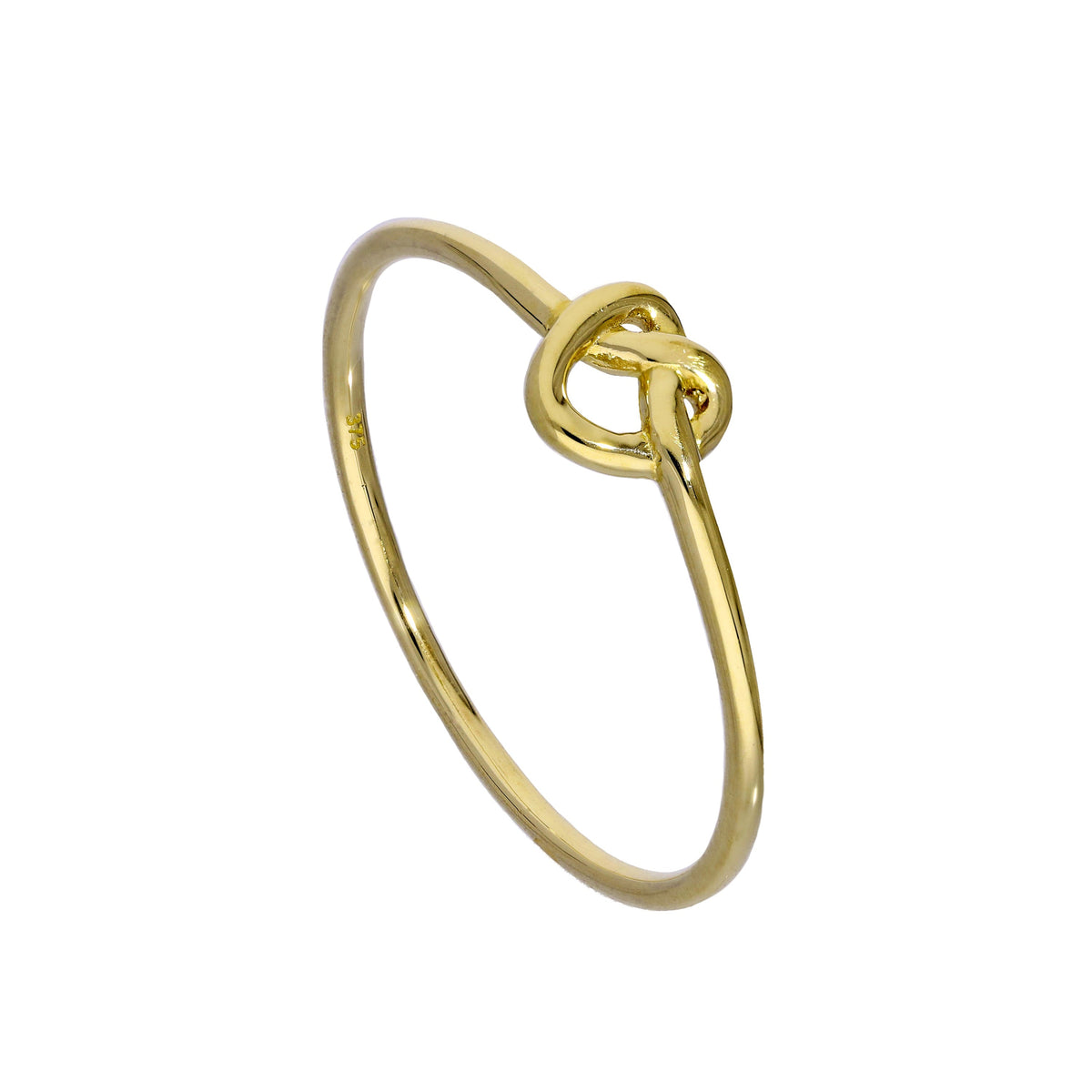 Bague en or 9 carats avec nœud en forme de cœur, tailles 48 à 62,5