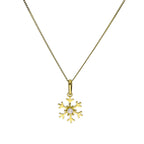 Collier avec pendentif flocon de neige en or 9 carats et cristal CZ transparent, 40 à 50 cm
