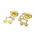 Boucles d'oreilles à tige en or 9 carats et cristal CZ transparent en forme de renne volant
