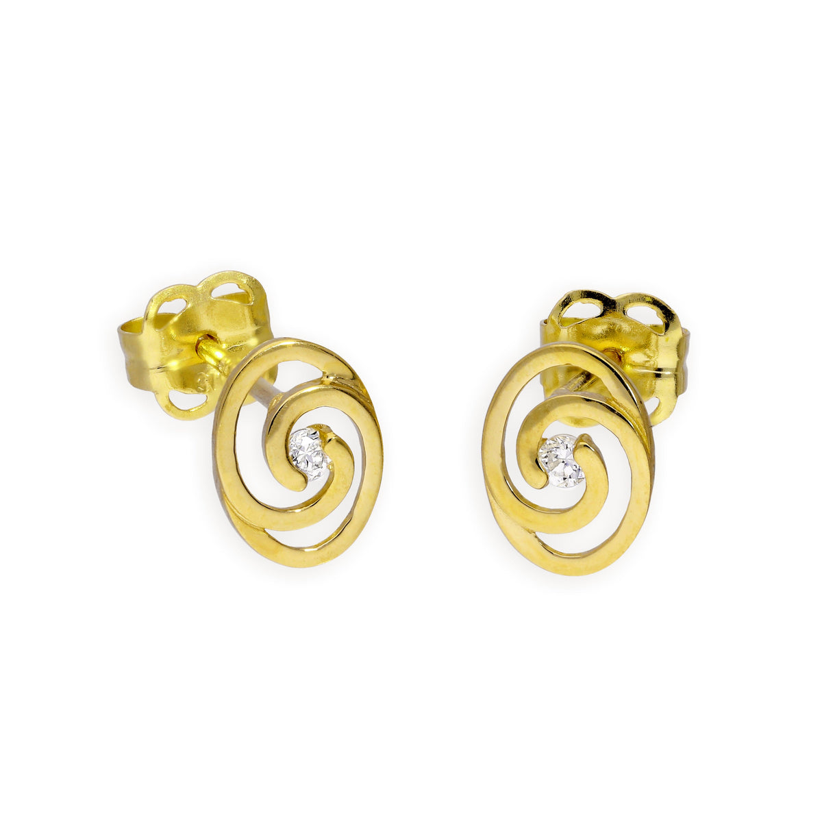 Boucles d'oreilles à tige en or 9 carats et cristaux CZ transparents