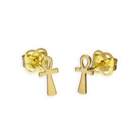Boucles d'oreilles à tige Ankh en or 9 carats