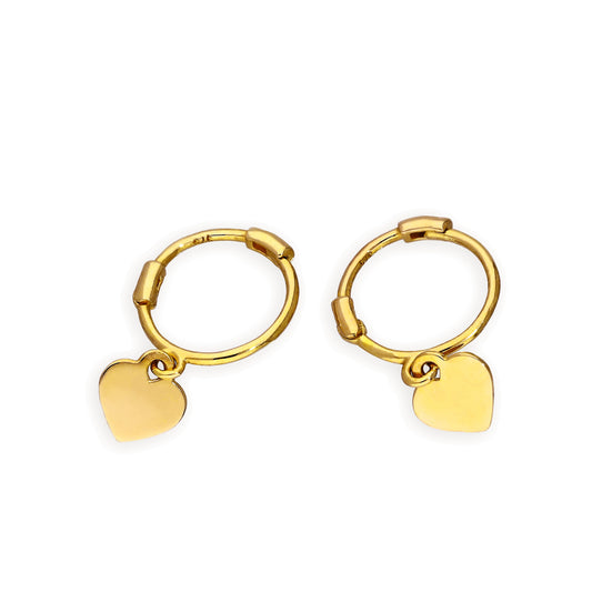 Boucles d'oreilles créoles en or 9 carats en forme de cœur