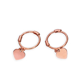 Boucles d'oreilles créoles en or rose 9 carats en forme de cœur