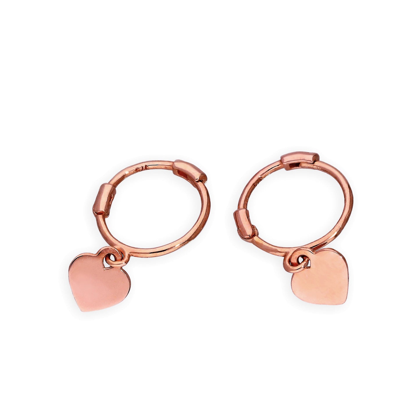 Boucles d'oreilles créoles en or rose 9 carats en forme de cœur