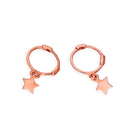Boucles d'oreilles créoles étoiles en or rose 9 carats