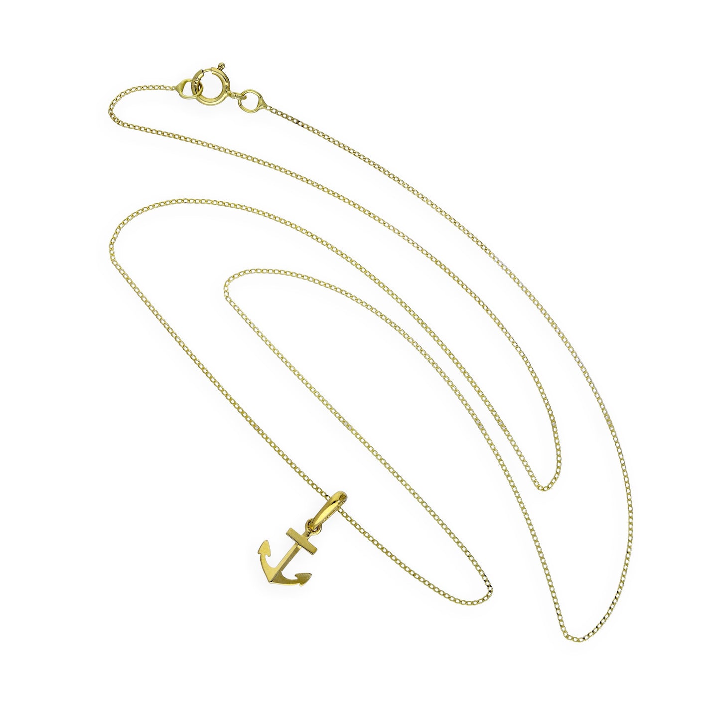 Collier pendentif ancre en or 9 carats de 40 à 50 cm