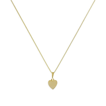 Collier pendentif petit cœur gravable en or 9 carats, 40 à 50 cm