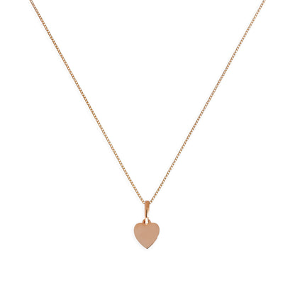 Collier pendentif petit cœur gravable en or rose 9 carats, 40 à 45 cm