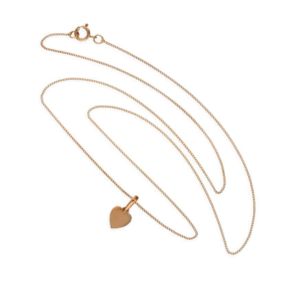 Collier pendentif petit cœur gravable en or rose 9 carats, 40 à 45 cm